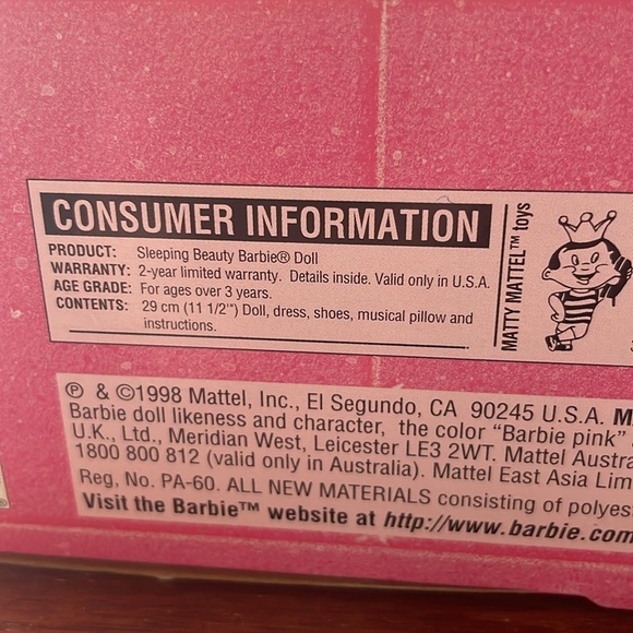 1998 Sleeping Beauty Barbie NIB - Picture 9 of 11